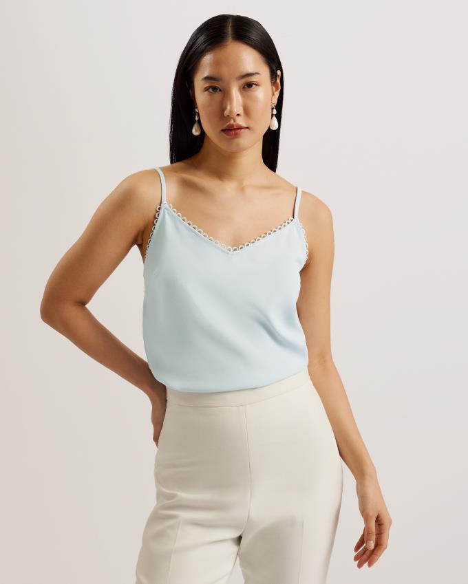 Hauts Ted Baker Strappy Cami With Looped Trims Bleu Clair Femme | VLZ-60665105